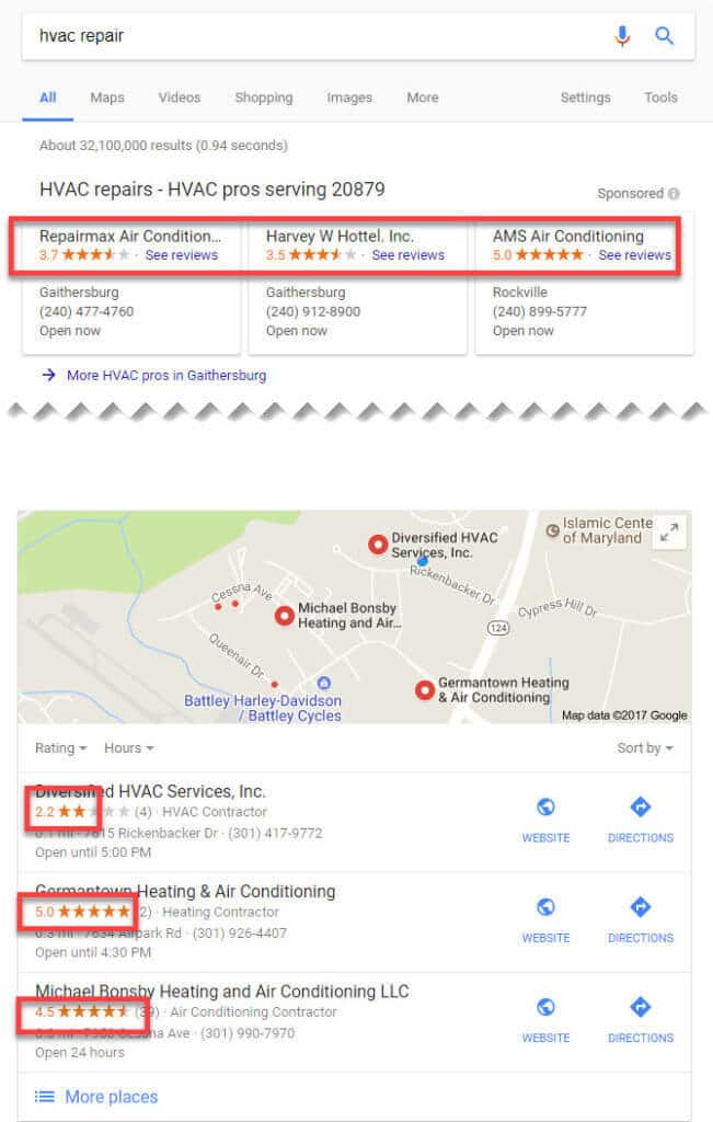 facebook reviews in Google